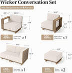 8 Pieces Patio Furniture Set, Outdoor Rattan Wicker Sectional Sofa - Image 8