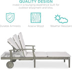 Best Choice Products 79x26in Acacia Wood Chaise Lounge Chair Recliner, Outdoor - Image 4