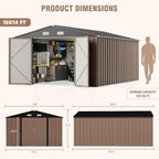 Greesum 10×14 FT Outdoor Storage Shed, Metal Storaged Sheds Without Floor - Image 2