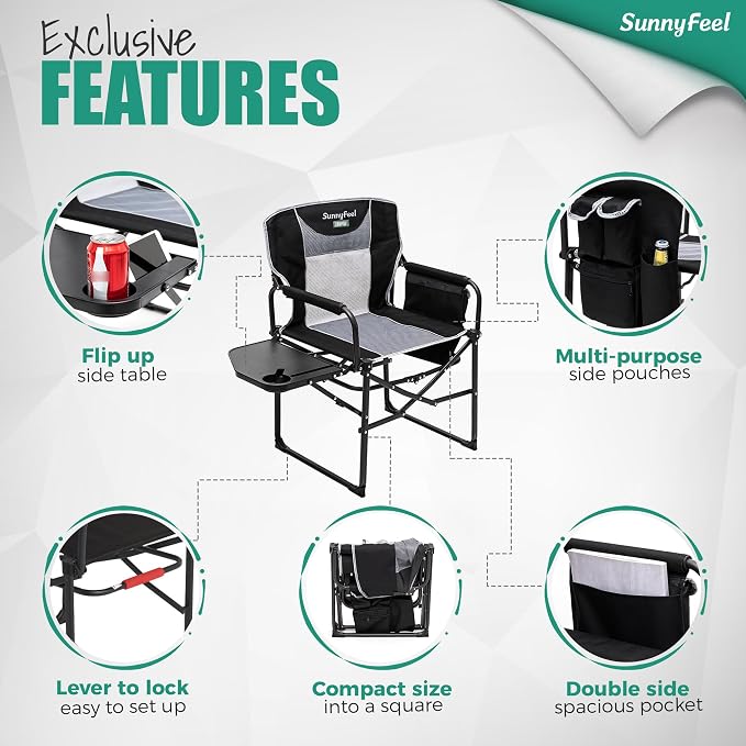 SUNNYFEEL Oversized Camping Directors Chair 500 LBS Heavy Duty, Portable - Image 6