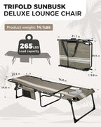 KingCamp Tanning Chair with Face Hole, Lounge Chairs Outdoor Folding Comfy - Image 3