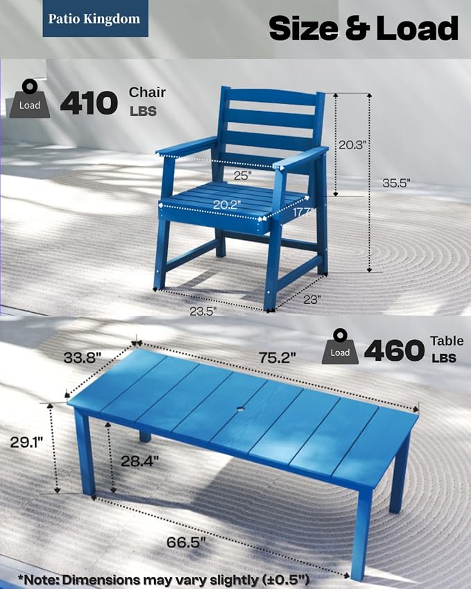 5-Piece Navy Blue Outdoor Dining Set - Image 6