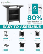 SERWALL Outdoor Bar Table, Patio Bar Cabinet - Image 7