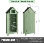 Outvita Outdoor Storage Cabinet, 70in Wooden Vertical Garden Tools Shed - Image 6
