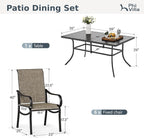 PHI VILLA Outdoor Dining Set for 6 Person, Rectangle Metal Slat Table - Image 9