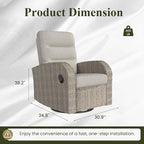 LayinSun Oversized Wicker Outdoor Swivel Glider Recliner - Image 2