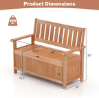 Tangkula 48 Inch Outdoor Wood Storage Bench Deck Box, Wooden Storage Loveseat - Image 3