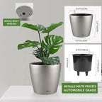 Dexceder 9x8 Inches Self Watering Planter Metallic Matte Indoor Outdoor - Image 3