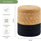 Wimarsbon Storage Pouf Ottoman, Hand Weaving Natural Straw Foot Stool, Bohemian - Image 3