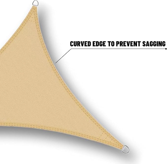 SUNNY GUARD Waterproof Sun Shade Sail 11'x11'x11' Sand Triangle UV Block - Image 4