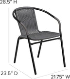 Flash Furniture Lila 2 Pack Gray Rattan Indoor-Outdoor Restaurant Stack Chair - Image 3