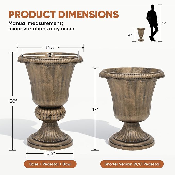 Athena Collection 20''H Bronze Garden Plastic Urn - Image 3