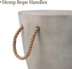 COSIEST Set of 2 Outdoor Cup Shaped Side Table, Concrete Side Table w Hemp Rope - Image 4