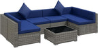 Outsunny 7 Piece Patio Furniture Set, Wicker Outdoor Sectional Sofa Set by Outsunny