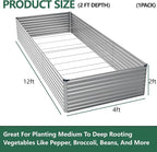 Vengarus 12x4x2FT Galvanized Raised Garden Bed Kit, Large Rectangle Elevated - Image 2