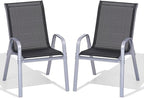 Patio Chairs Set of 2, Easily Set Up Stackable Outdoor Dining Chairs by Dovov