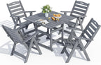 5-Piece Outdoor Dining Set, No-Assembly Foldable Chairs, All-Weather HDPE - Image 9