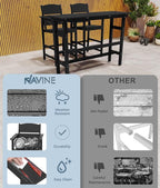 Bar Height Patio Table and Chairs Set, HDPE Outdoor Adirondack Bar Chairs and - Image 7