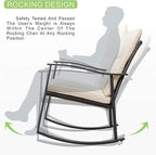 Vongrasig 3 Piece Outdoor Rocking Chair Set, PE Wicker Rattan Small Bistro Set - Image 5