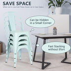 FDW | Set of 4 Metal Dining Chairs | Blue | Stackable Tolix Side Chairs - Image 6