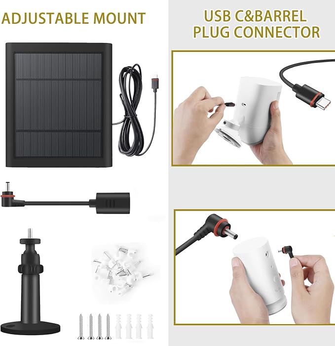 2 Pack - Solar Panel for Ring Security Camera Spotlight Cam Plus/Pro Stick Up - Image 4