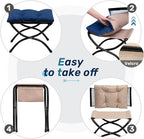 HollyHOME 15" Folding Footrest Stool, Upholstered Small Foldable Ottoman - Image 5