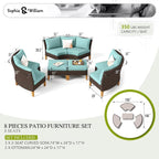Sophia & William Outdoor Wicker Sectional Sofa Set, 8 Piece Half Moon Curved - Image 7