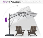 PURPLE LEAF 10 Feet Patio Umbrella Outdoor Cantilever Round Umbrella Aluminum - Image 6