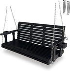 Wooden Porch Swing 3-Seater, High Backrest and Deep Seat, Bench Swing by FortuneCandy