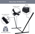 Large Hammock with 12FT Steel Stand, Freestanding Hammock with Curved Spreader - Image 5