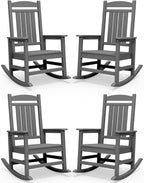 SERWALL Outdoor Rocking Chair Set of 4, HDPE Patio Rocking Chair, All-Weather by SERWALL