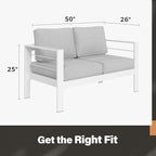 Solaste Outdoor Loveseat Aluminum Patio Furniture Sofa, All-Weather Metal - Image 5