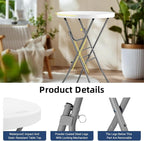 28in Cocktail Table White High Top Folding, Round Portable Bar Height Folding - Image 4
