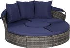 Merax 5 Pieces Outdoor Patio Round Daybed Furniture, All-Weather Wicker - Image 7