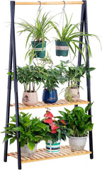 COPREE Bamboo 2-tier Hanging Plant Stand Planter Shelves Flower Pot Organizer by COPREE