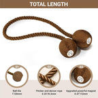 Hion Magnetic Curtain Tiebacks Dark Brown 4 Pack, Curtain Tiebacks Buckles - Image 2