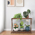 Wooden Plant Stand Indoor 2 Tier Narrow Plant Stand Outdoor Plant Shelf Display - Image 6