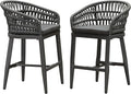PURPLE LEAF Outdoor Rattan 24" Counter Height Bar Stools Chair Set of 2 by PURPLELEAF