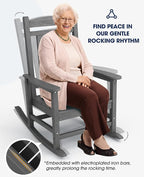 KINGYES Outdoor Rocking Chairs, HDPE All-Weather Patio Rocking Chairs High Back - Image 6