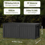 EasyUp 150 Gallon Outdoor Storage Box, Resin Waterproof UV-Resistant Deck Box - Image 2