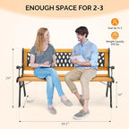 VINGLI Outdoor Bench Metal Garden Bench, Wood Patio Benches w/PVC Backrest Cast - Image 3