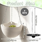 Bvrbaory 4 Pack 8 inch White Hanging Planters, Self-Watering Indoor Outdoor - Image 2