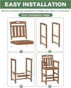Outdoor Patio Tall Adirondack Bar Chairs Set of 2, All-Weather HDPE Bar Height - Image 5