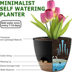 Plant Pots 10/9/8/7.5/7 Inch Self Watering Pots, Plastic Flower Pots, Nursery - Image 4