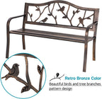 MFSTUDIO 50" Outdoor Garden Bench, Patio Metal Frame Park Bench - Image 4