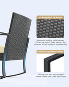 3 Pieces Porch Furniture Set Patio Rocking Bistro Set Outdoor Patio Chairs - Image 3