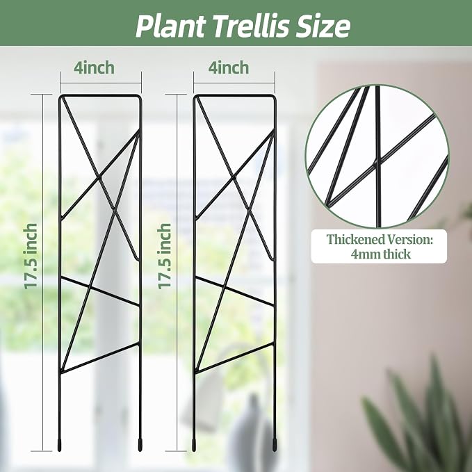 17.5 Inch Indoor Plant Trellis for Climbing Plants, Metal Trellis, Small Garden - Image 2
