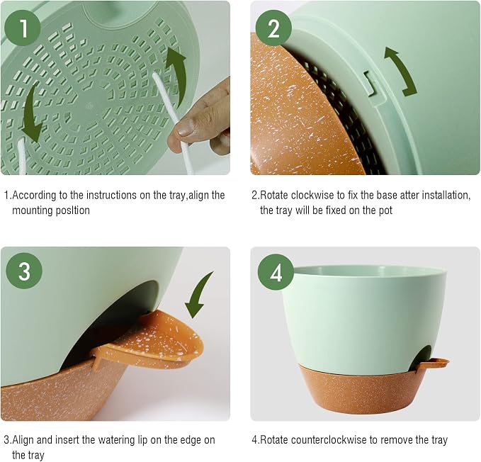 8 inch Hanging Planters, 2 Pack Self Watering Hanging Pots - Image 4