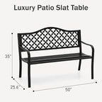 PHI VILLA 50" Outdoor Garden Patio Metal Bench - Image 2
