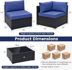 Tangkula 10 Pieces Patio Sofa Set, Outdoor Wicker Conversation Set - Image 5
